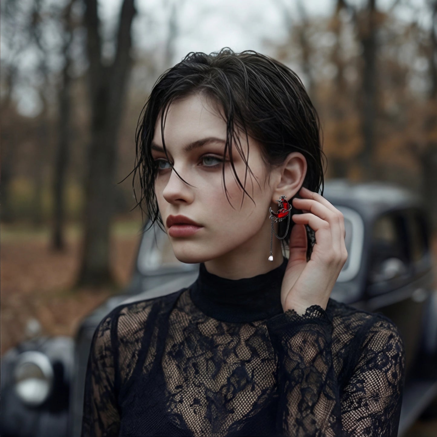 Madeline Usher Blood Moon Earrings by Angelus Noctra