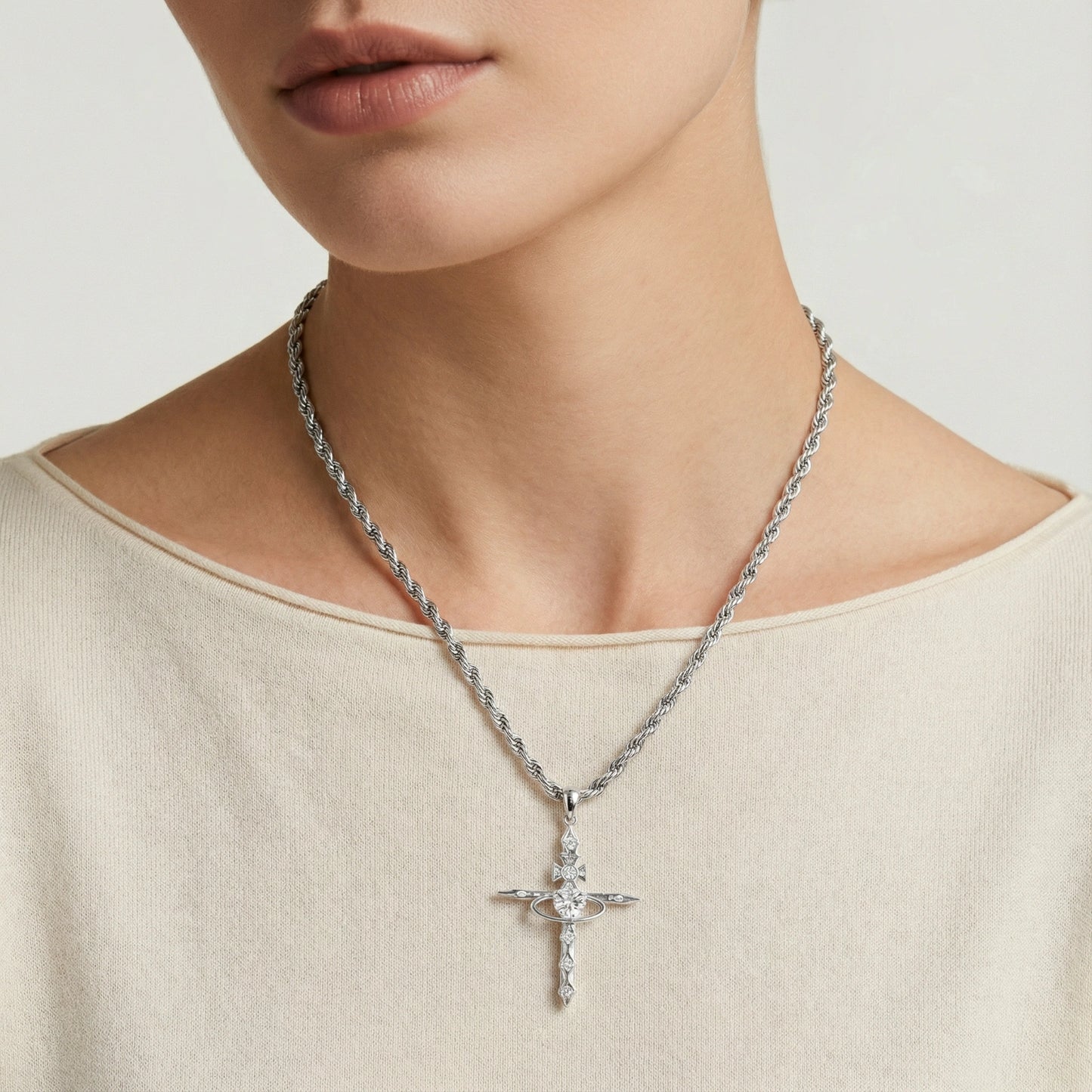 Divine Cross Statement Necklace by Angelus Noctra