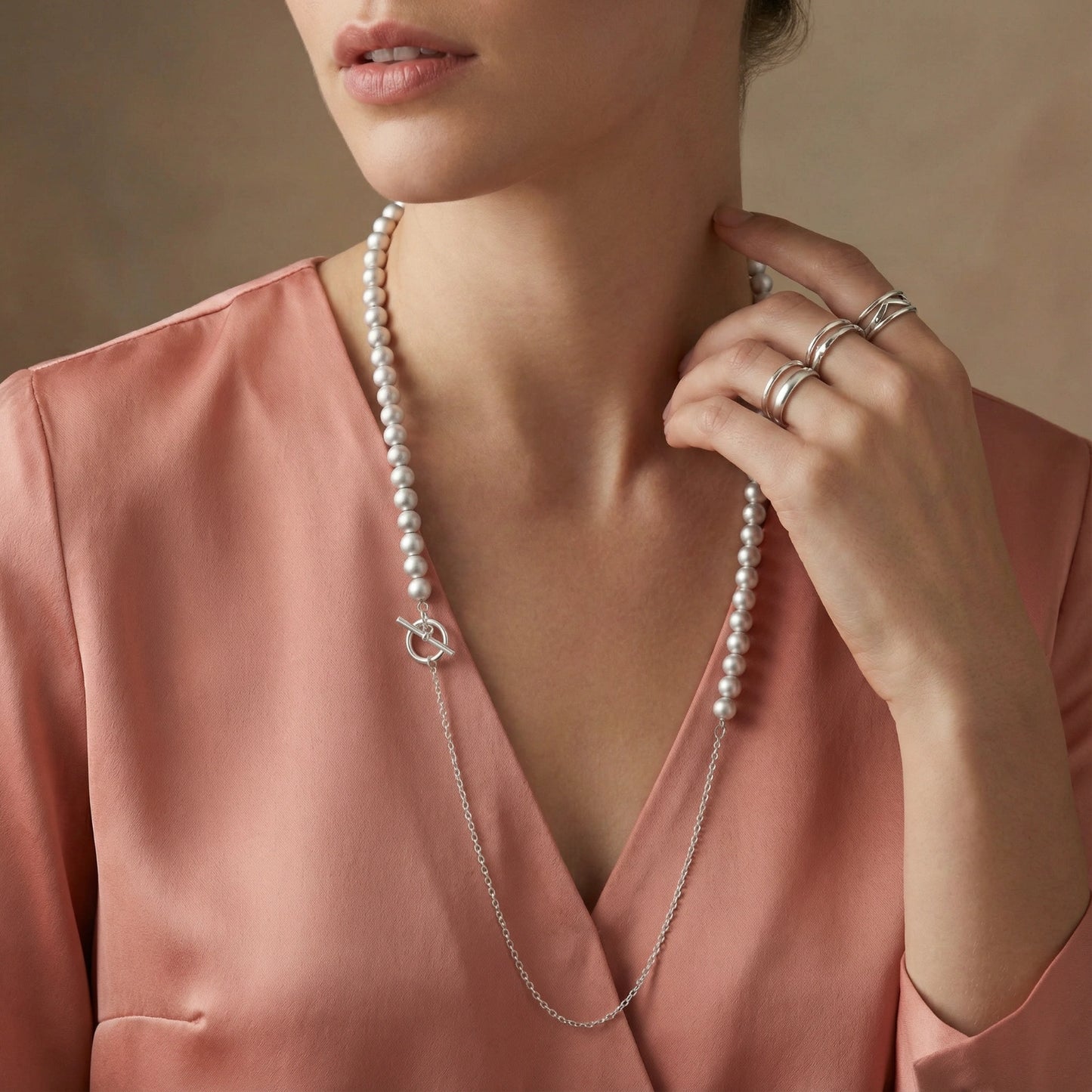 Silver Sphere Gradient Necklace by Angelus Noctra
