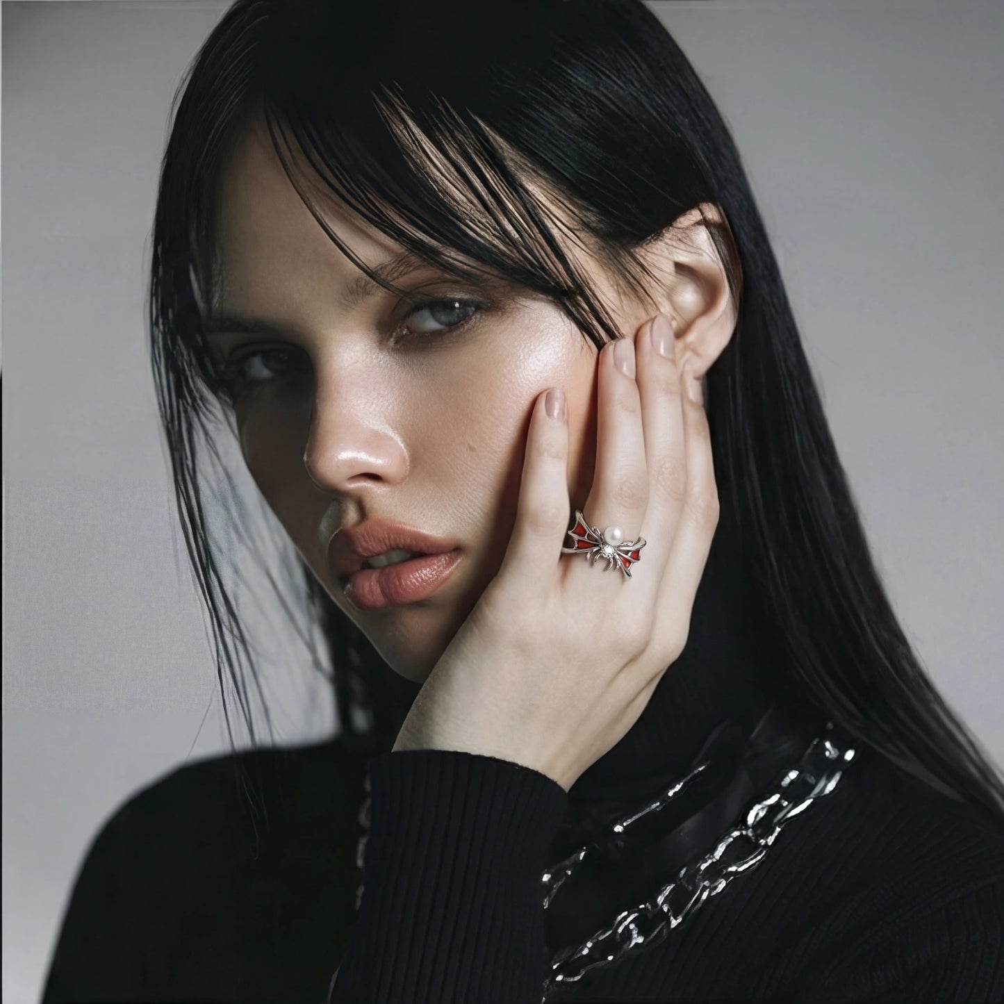 Madeline Usher Crimson Spider Ring by Angelus Noctra