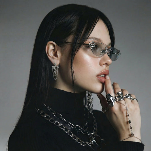 Ligeia Bow Chain Dangles by Angelus Noctra