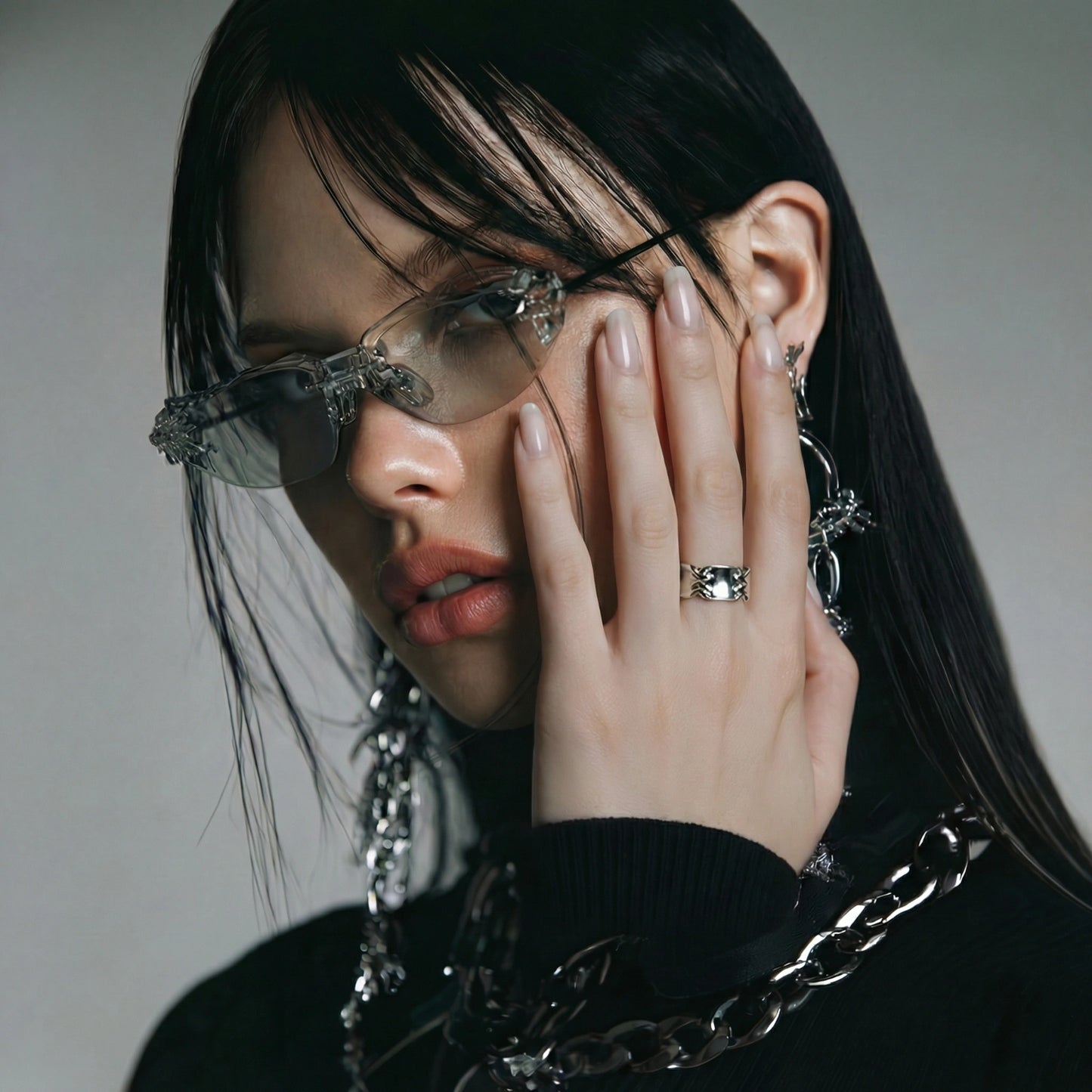 Lady Macbeth Chain Bridge Cuff Ring by Angelus Noctra