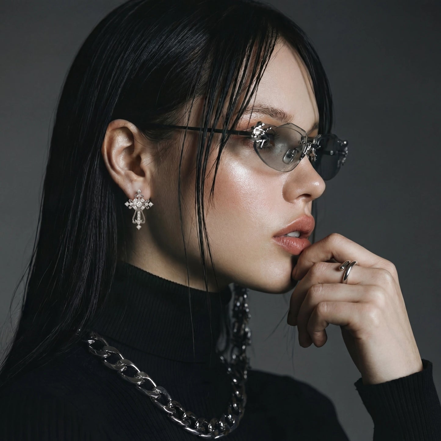 Juliet Divine Grace Cross Earrings by Angelus Noctra
