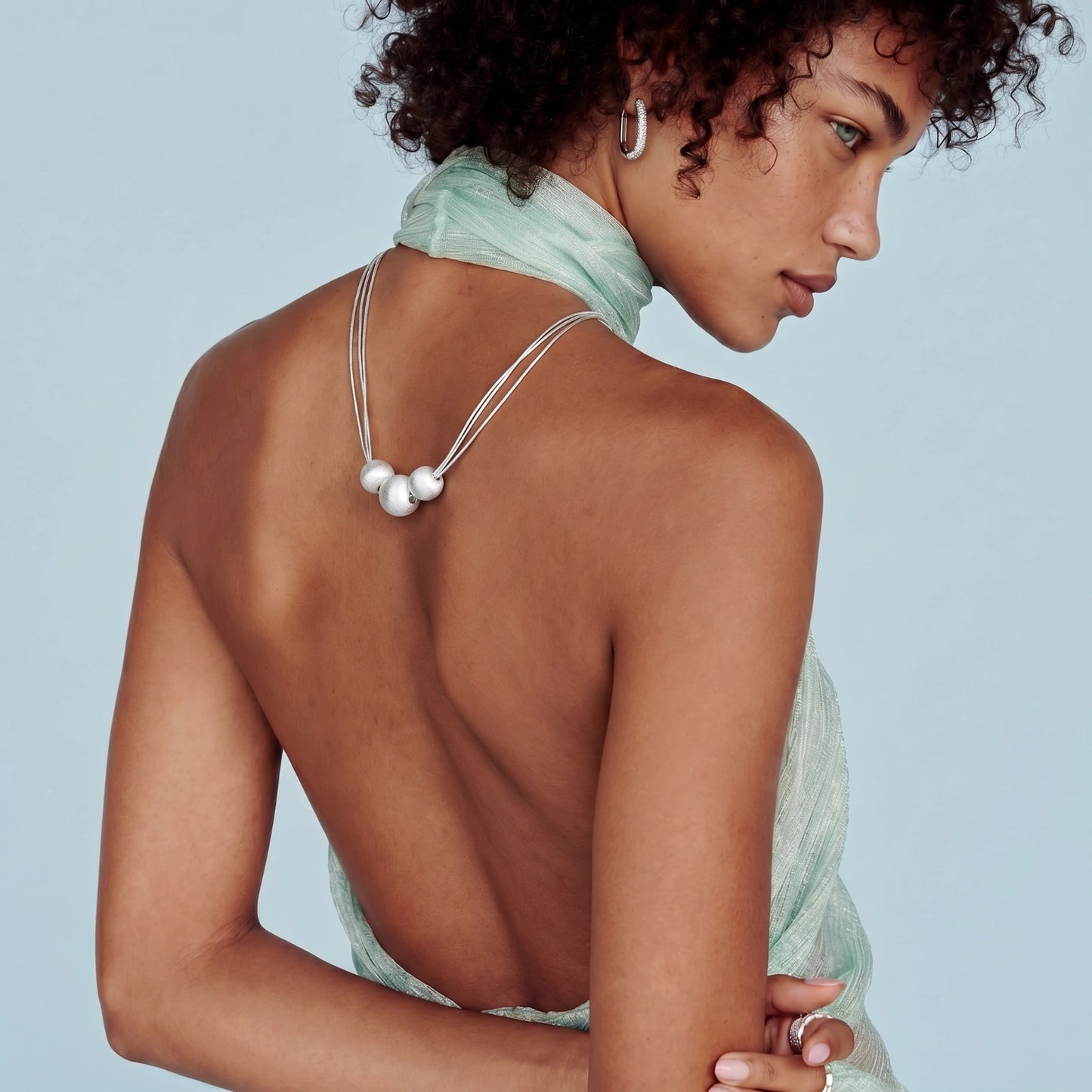 Silver Strand Layers Necklace by Angelus Noctra