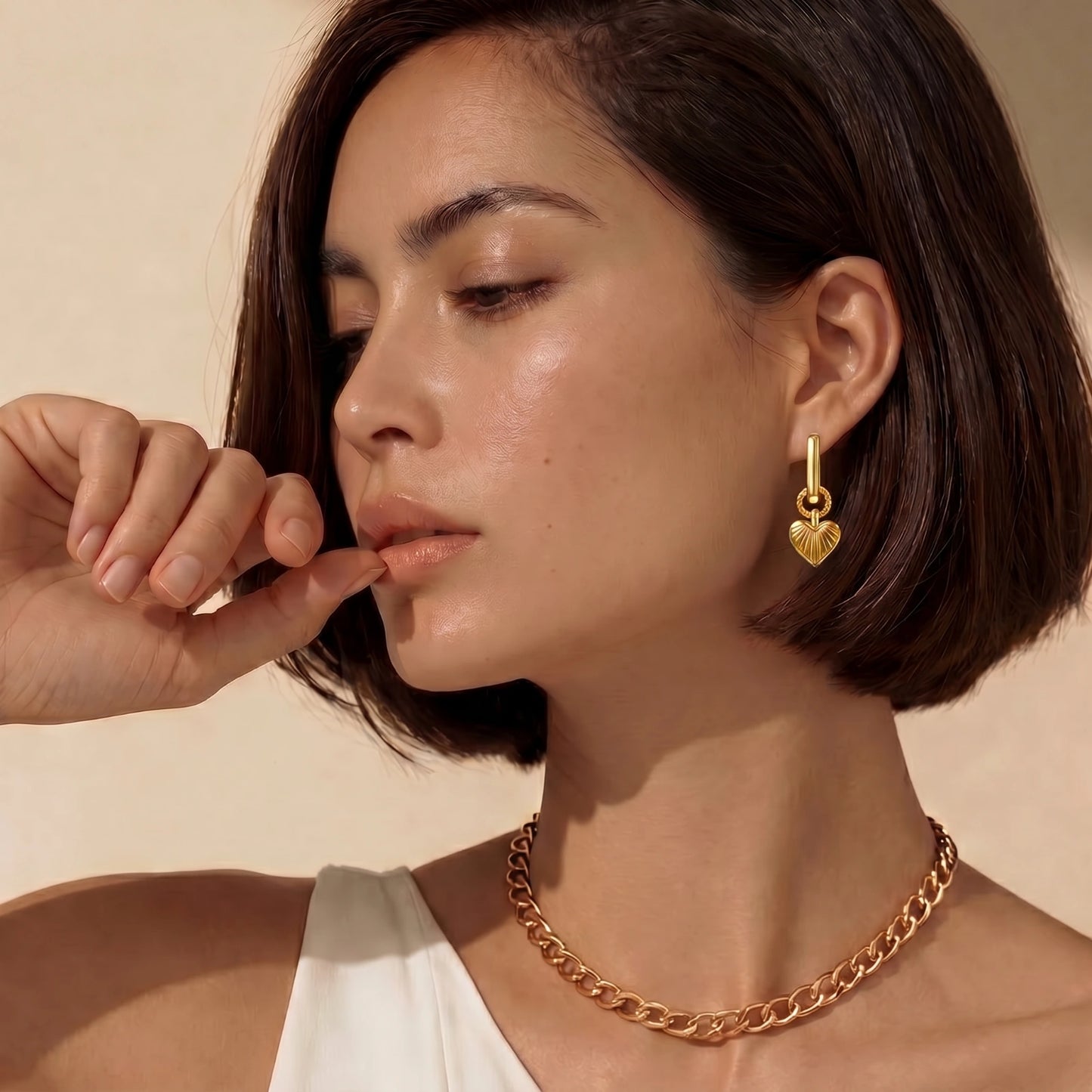 Sunburst Heart Huggie Earrings by Angelus Noctra