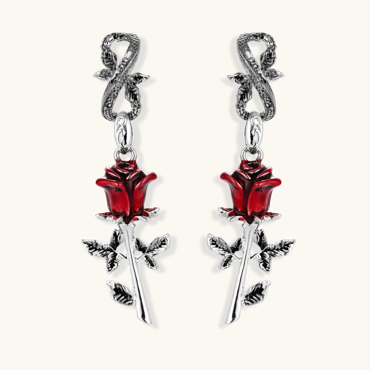 Nevermore Serpent Rose Earrings by Angelus Noctra