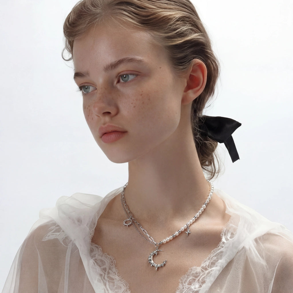 Ligeia Celestial Moon Necklace by Angelus Noctra