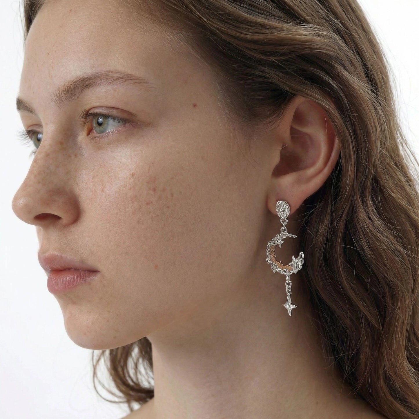 Ulalume Celestial Moon Star Earrings by Angelus Noctra