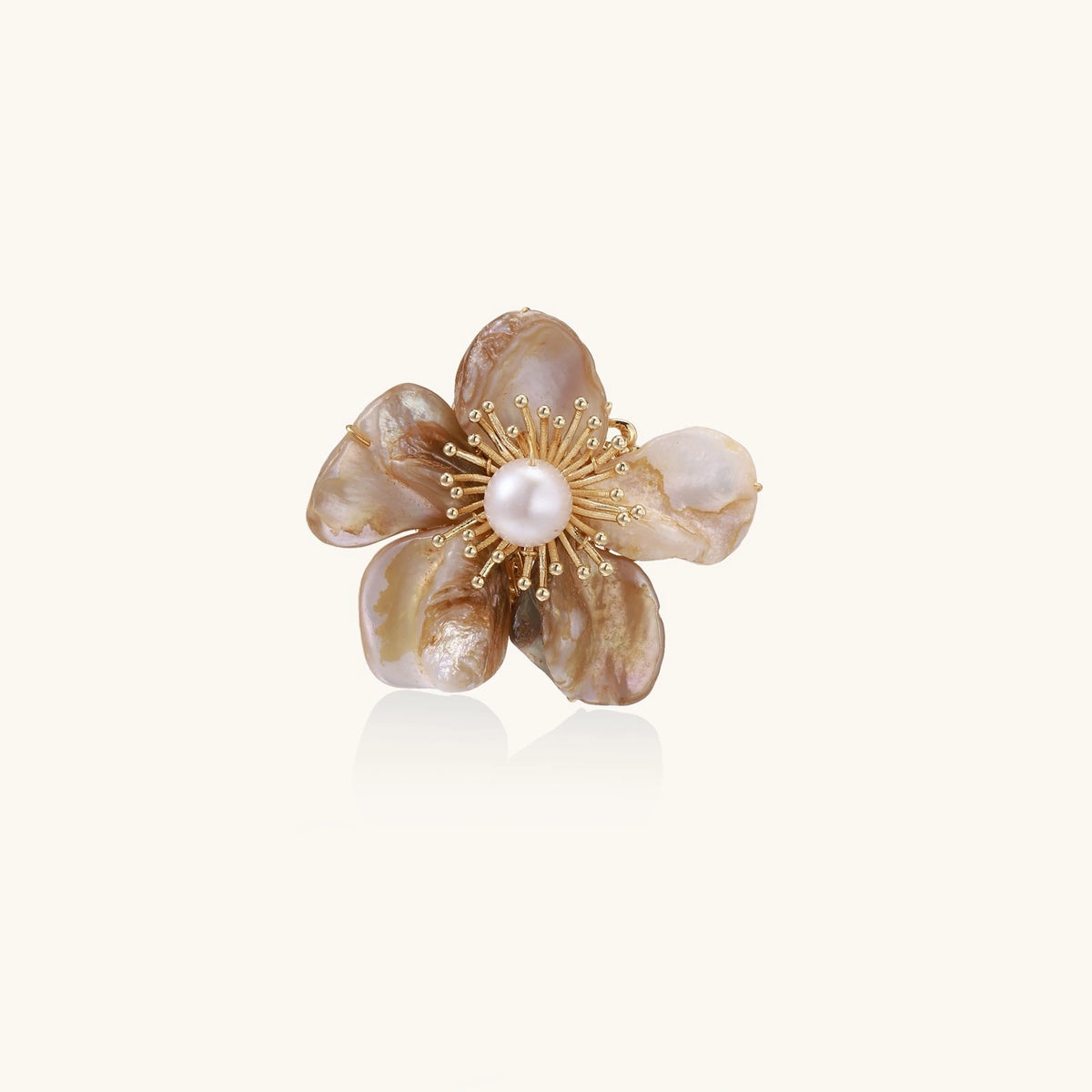 Ophelia Golden Bloom Pearl Pin by Angelus Noctra