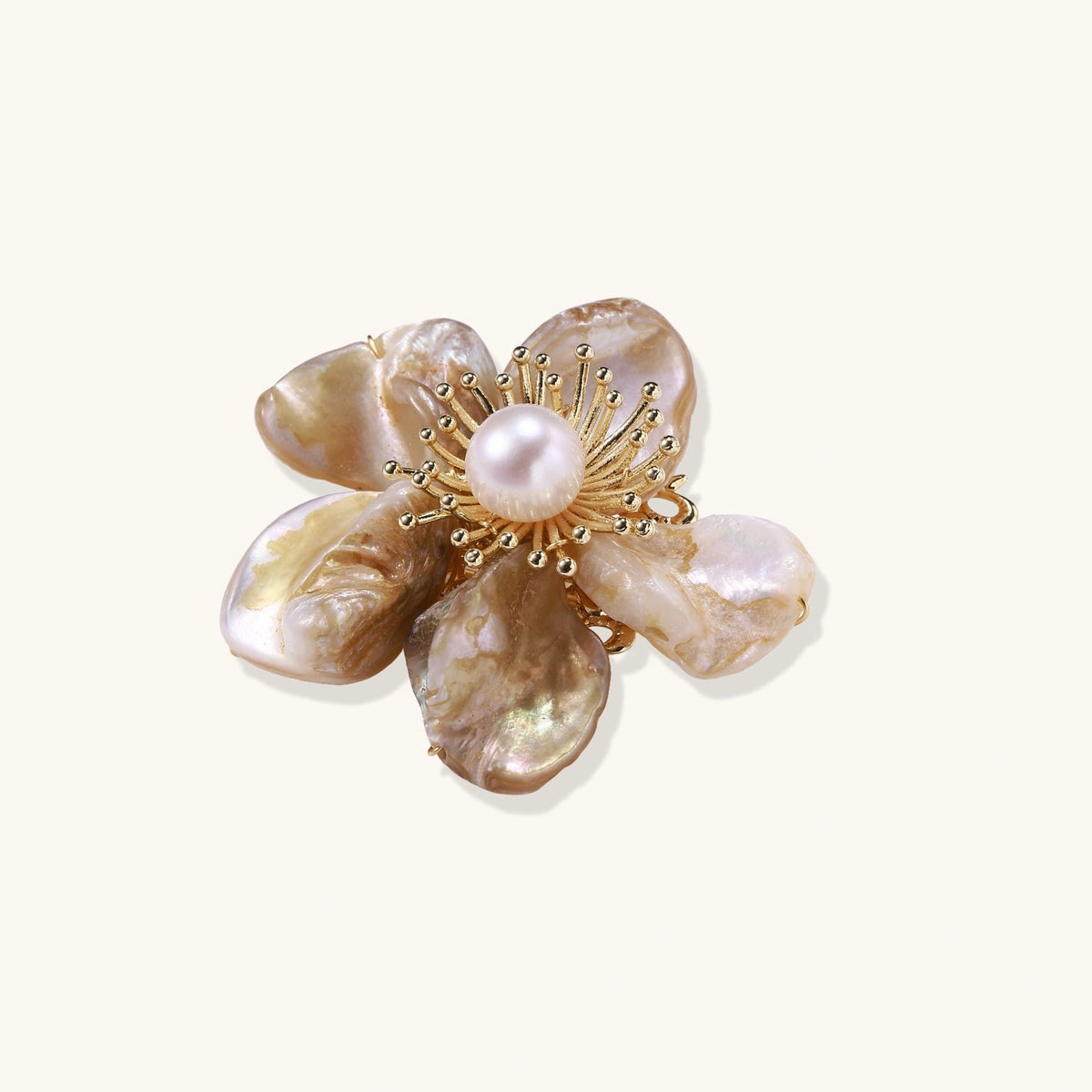 Ophelia Golden Bloom Pearl Pin by Angelus Noctra