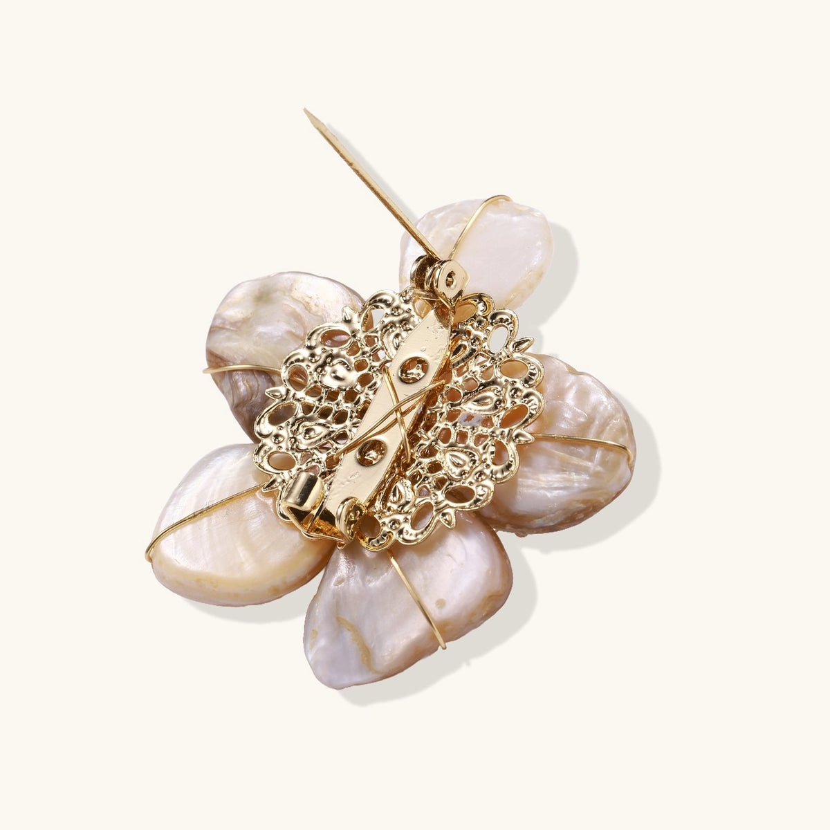 Ophelia Golden Bloom Pearl Pin by Angelus Noctra