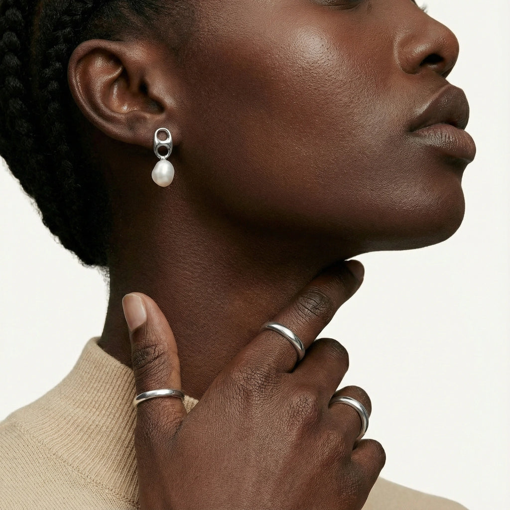 Morella Pearl Drop Studs by Angelus Noctra