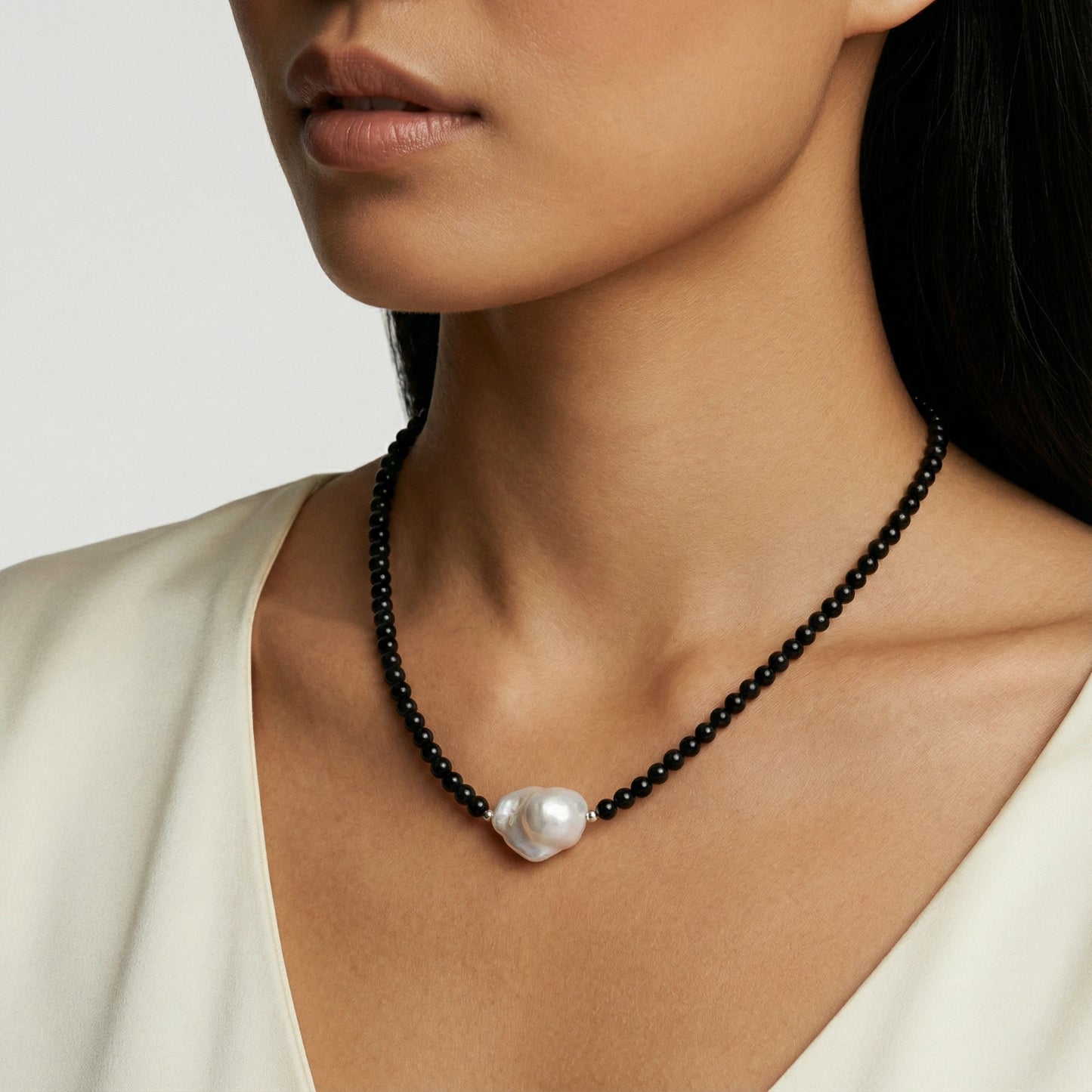 Madeline Usher Midnight Pearl Necklace by Angelus Noctra