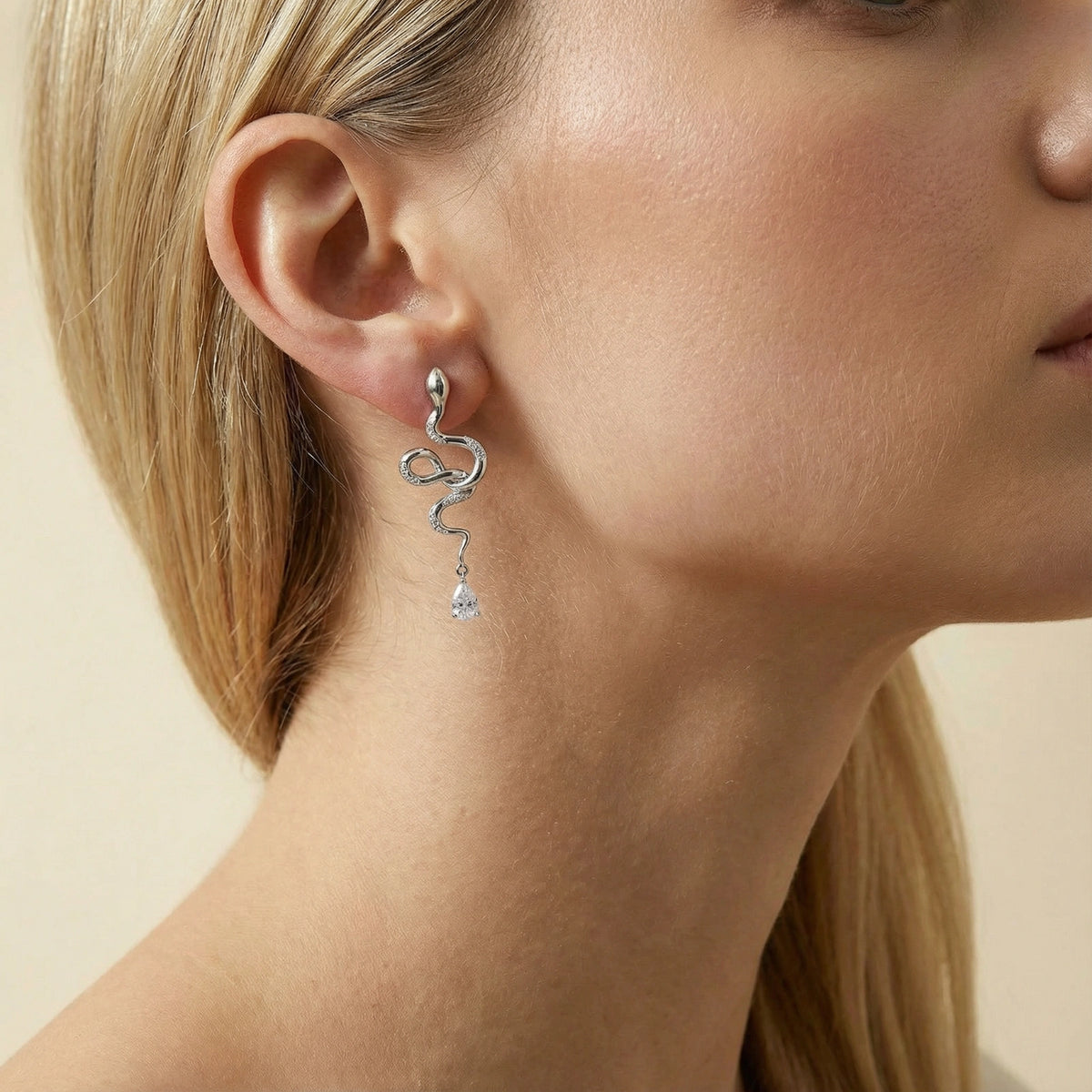 Serpent Power Crystal Drop Earrings by Angelus Noctra