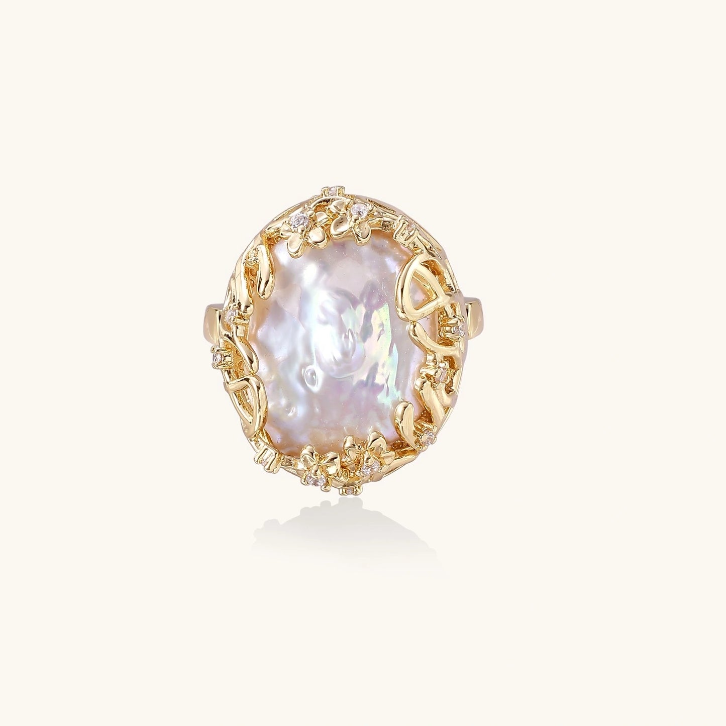 Annabel Lee Baroque Pearl Crown Ring by Angelus Noctra