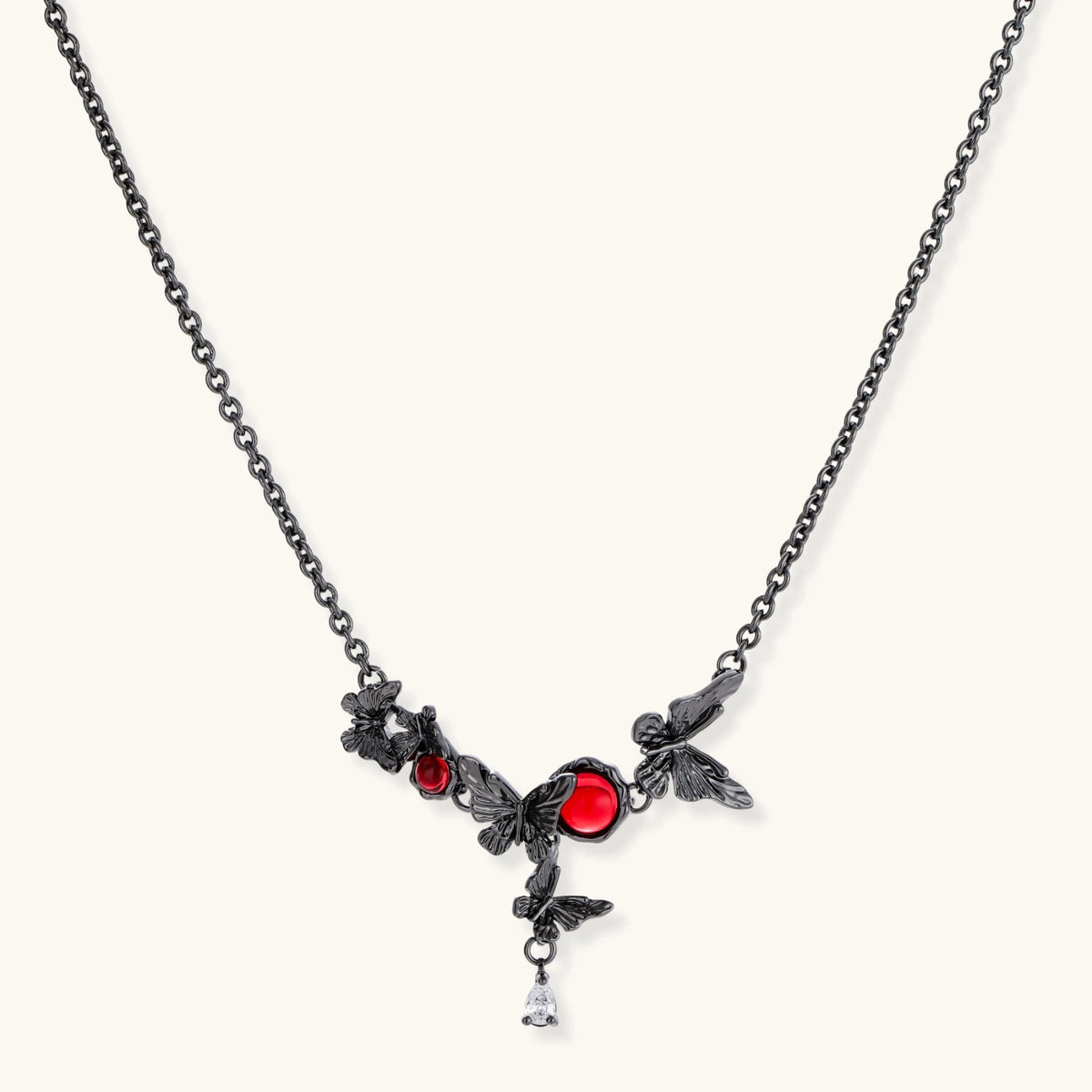 Nevermore Rose Butterfly Necklace by Angelus Noctra