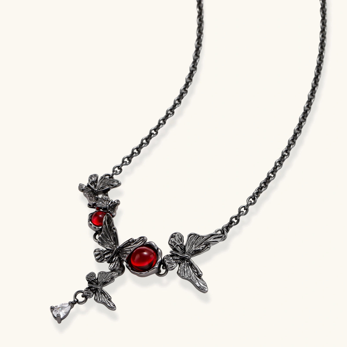 Nevermore Rose Butterfly Necklace by Angelus Noctra