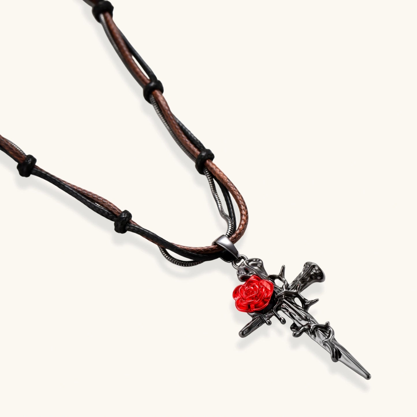 Nevermore Thorned Rose Cross Set by Angelus Noctra