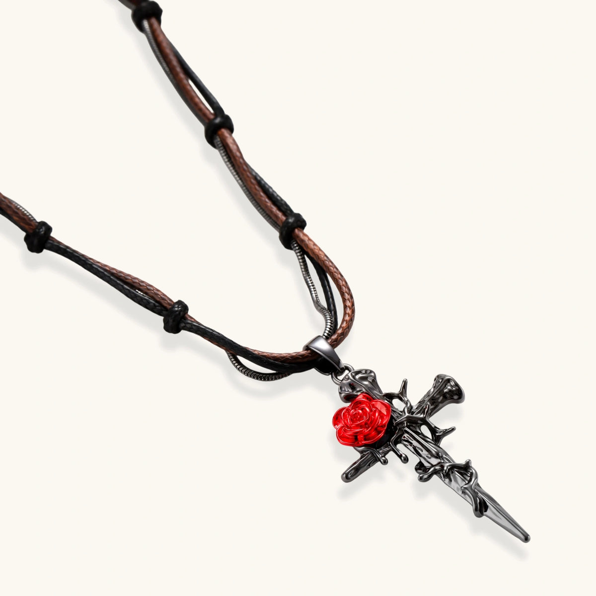 Nevermore Thorned Rose Cross Set by Angelus Noctra
