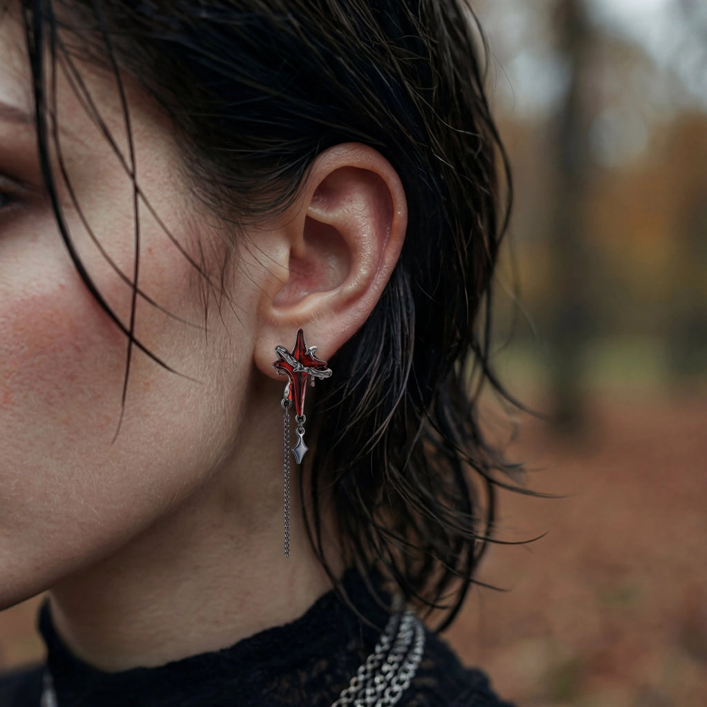 Nevermore Blood Moon Dagger Earrings by Angelus Noctra