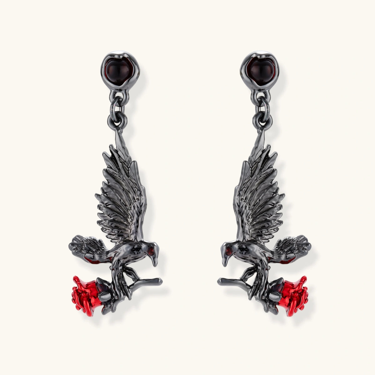 Nevermore Raven Rose Earrings by Angelus Noctra