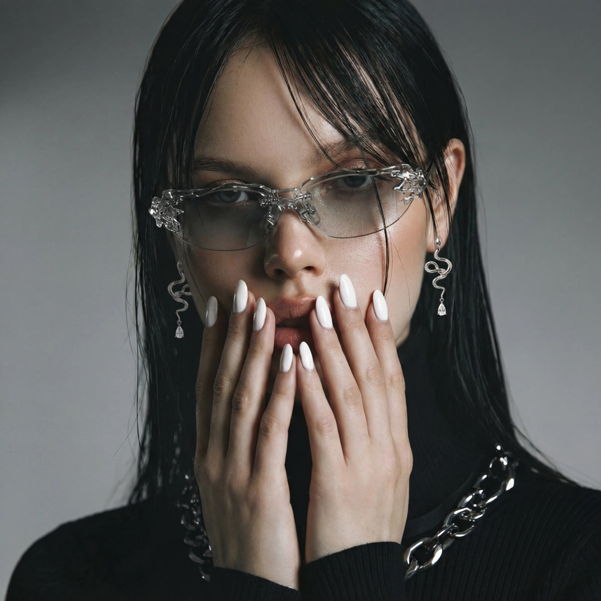 Serpent Power Crystal Drop Earrings by Angelus Noctra