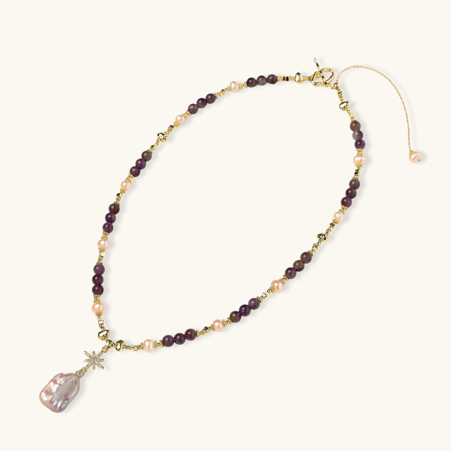 Annabel Lee Amethyst Pearl Necklace by Angelus Noctra