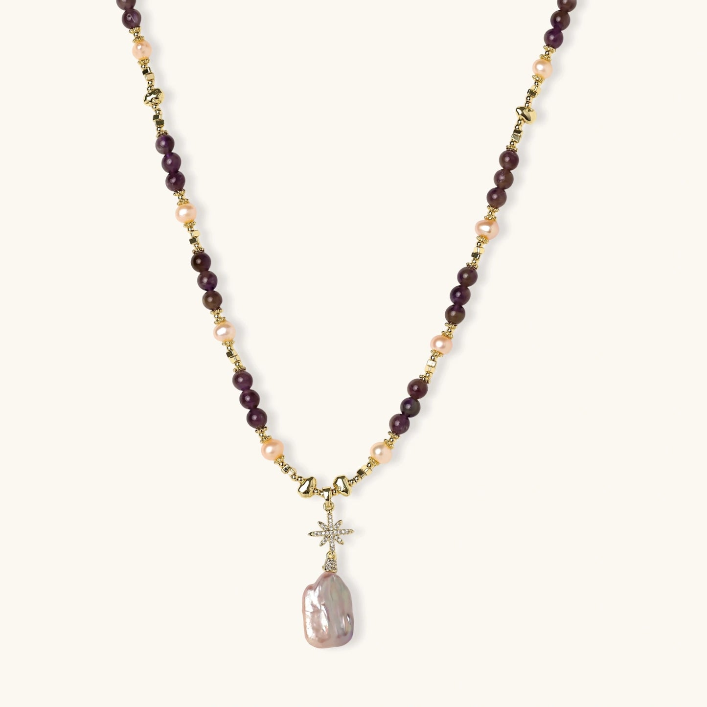 Annabel Lee Amethyst Pearl Necklace by Angelus Noctra