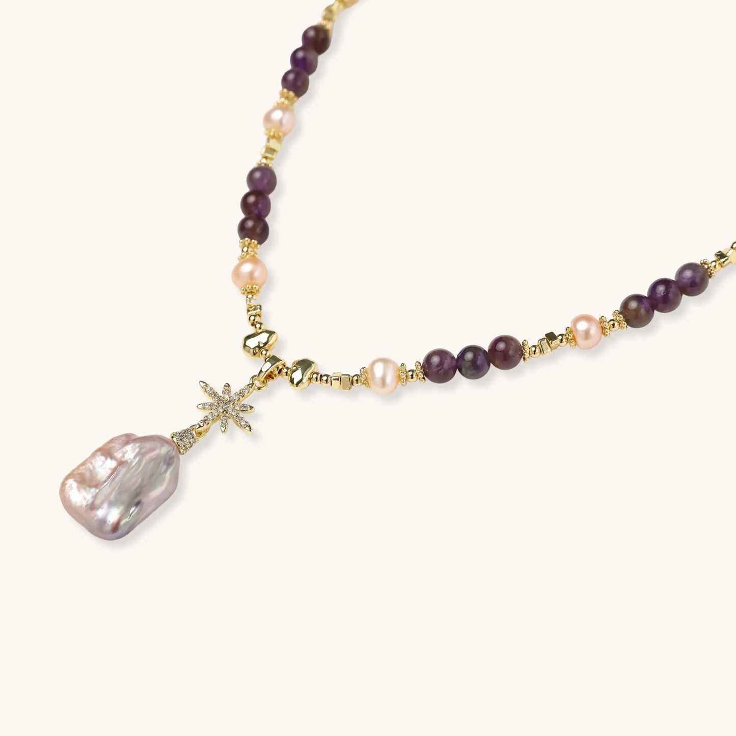 Annabel Lee Amethyst Pearl Necklace by Angelus Noctra
