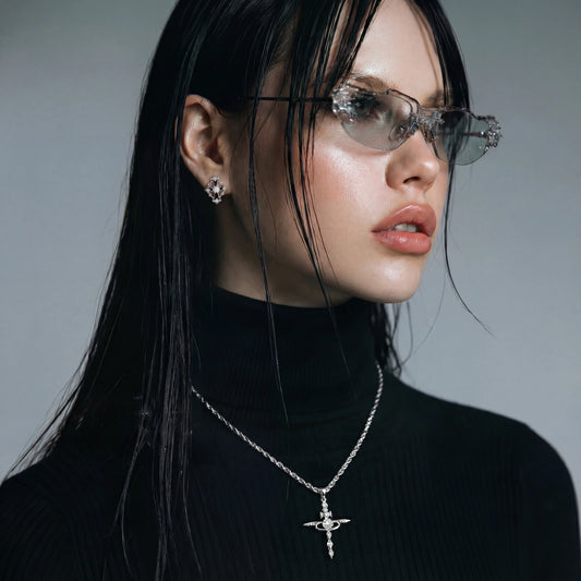 Juliet Divine Cross Statement Necklace by Angelus Noctra