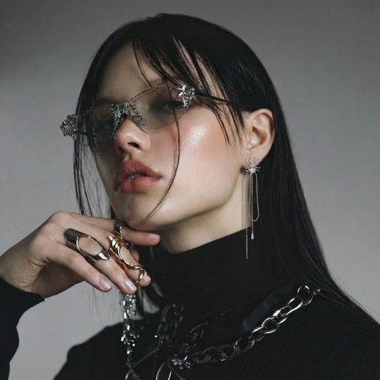 Madeline Usher Pearl Spider Drop Earrings by Angelus Noctra