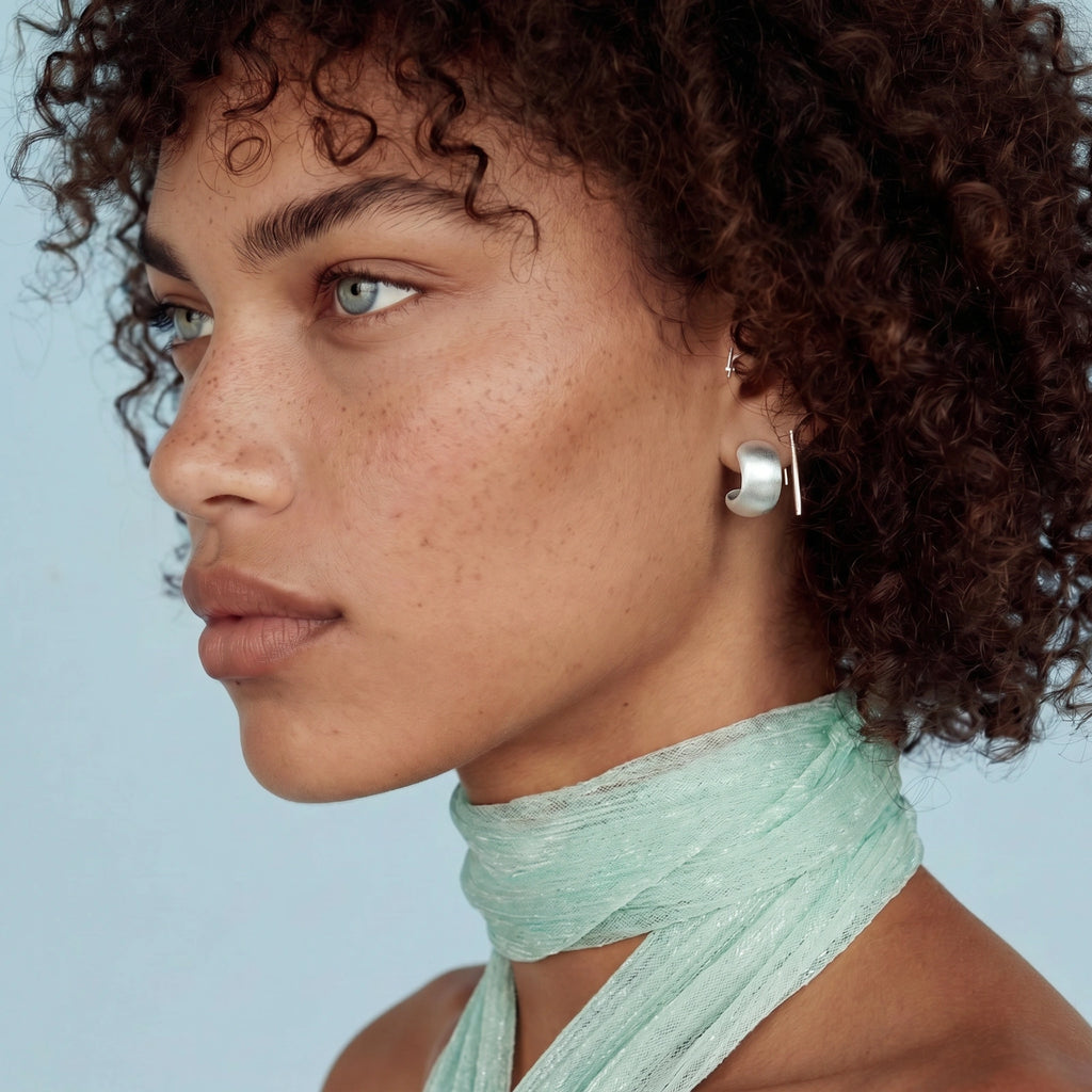 Morella Brushed Silver Studs by Angelus Noctra