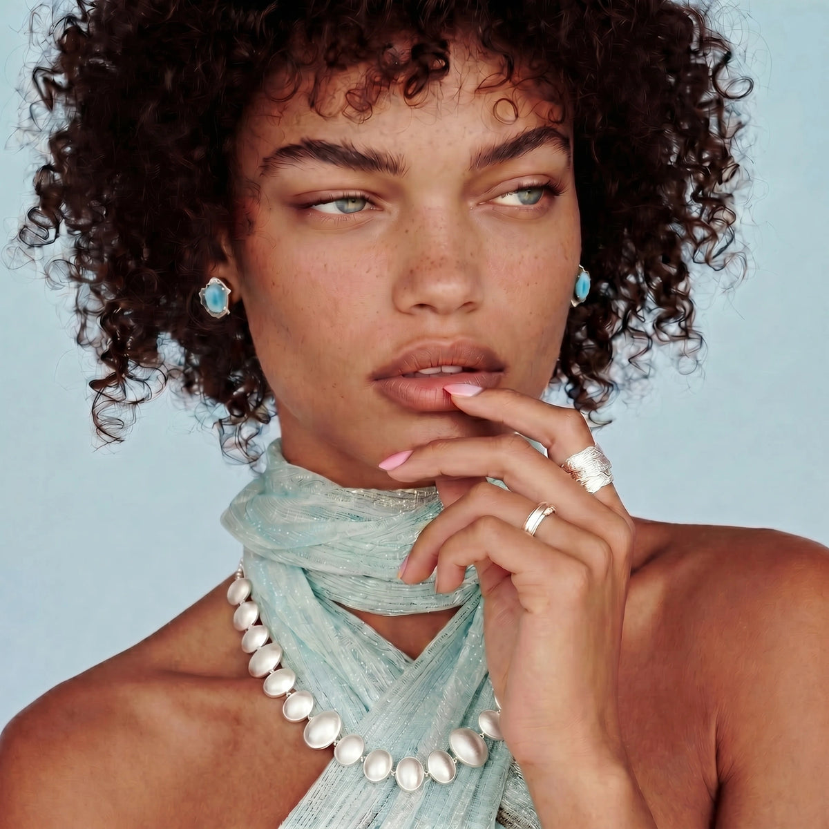 Ophelia Larimar Dreams Earrings by Angelus Noctra