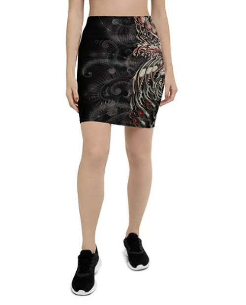 Butterfly Ink Skirt : All-Over Print Pencil Skirt
